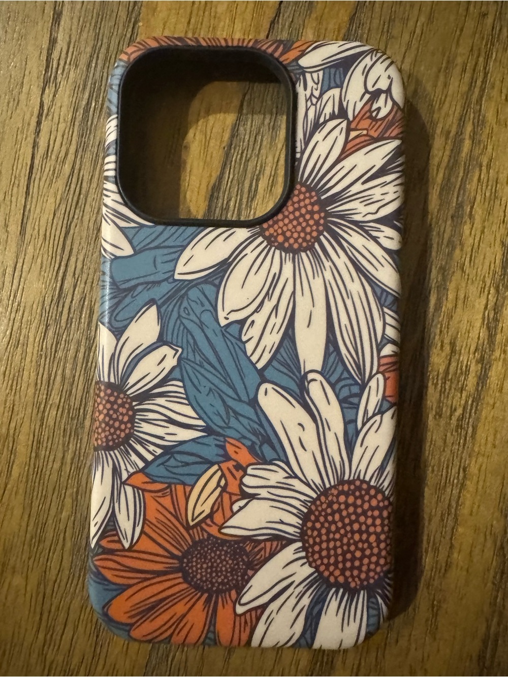 Floral Pattern Protective Phone Case - Blue, White & Orange
